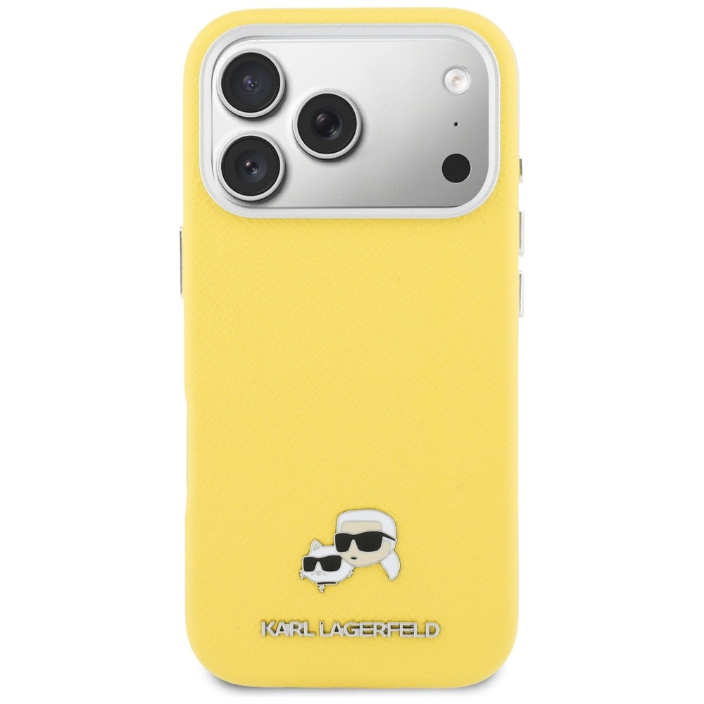 MagSafe-deksel for Apple iPhone 17 Pro, Karl Lagerfeld, Saffiano Karl & Choupette Pins, Gul