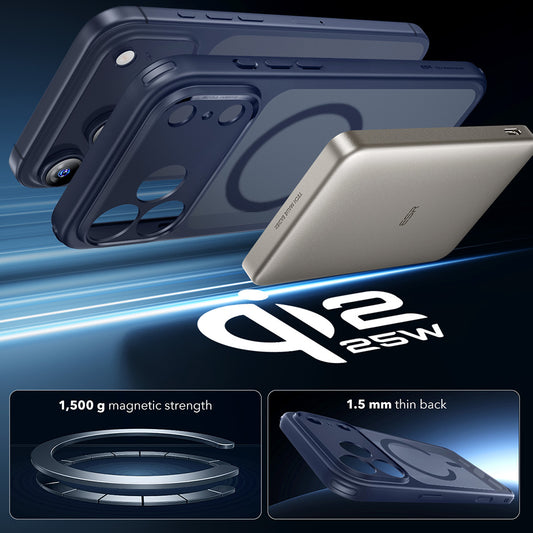 MagSafe-deksel for Apple iPhone 17 Pro Max, ESR, Classic Hybrid, Satinblå