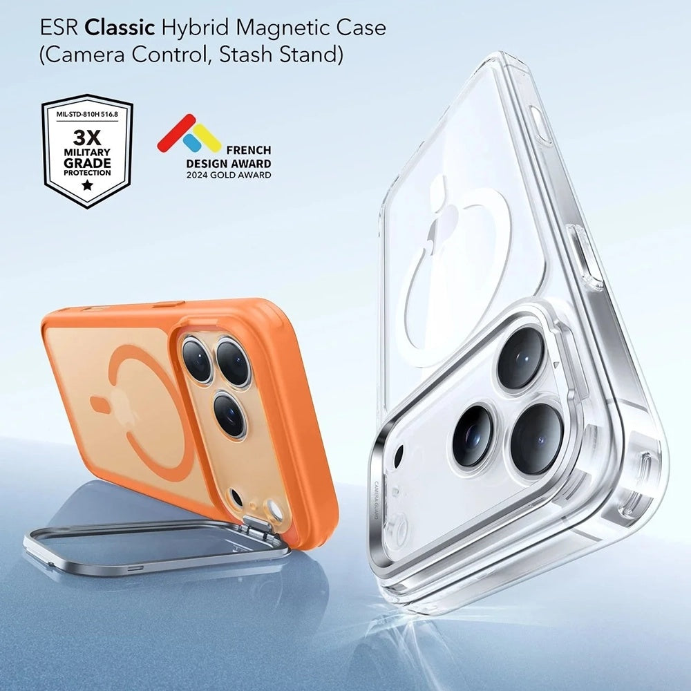 MagSafe-deksel for Apple iPhone 17 Pro Max, ESR, Classic Hybrid Kickstand, Satinert Oransje