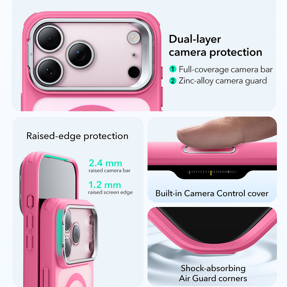 MagSafe-deksel for Apple iPhone 17 Pro Max, ESR, Classic Hybrid Kickstand, Satinrosa