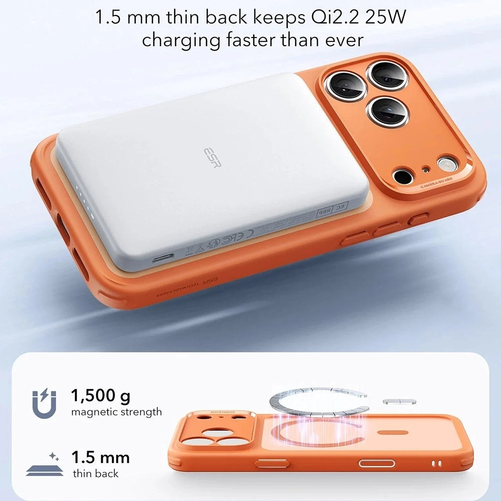 MagSafe-deksel for Apple iPhone 17 Pro Max, ESR, Classic Hybrid Slide, Satinert Oransje