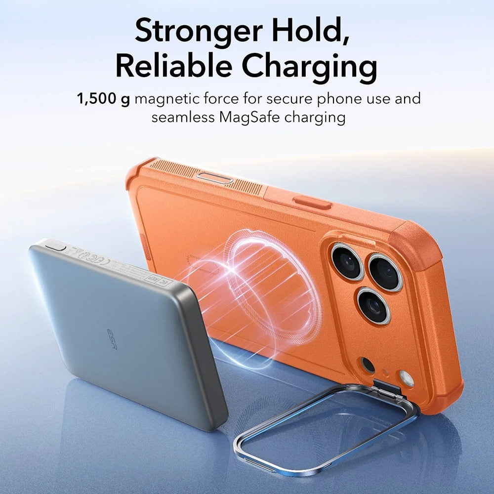 MagSafe-deksel for Apple iPhone 17 Pro Max, ESR, Cyber Armor Kickstand, Oransje