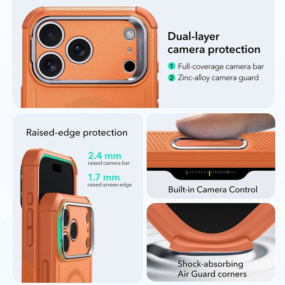 MagSafe-deksel for Apple iPhone 17 Pro Max, ESR, Cyber Armor Kickstand, Oransje