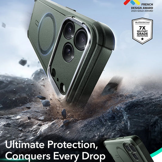 MagSafe-deksel for Apple iPhone 17 Pro Max, ESR, Cyber Armor Kickstand, Grønn