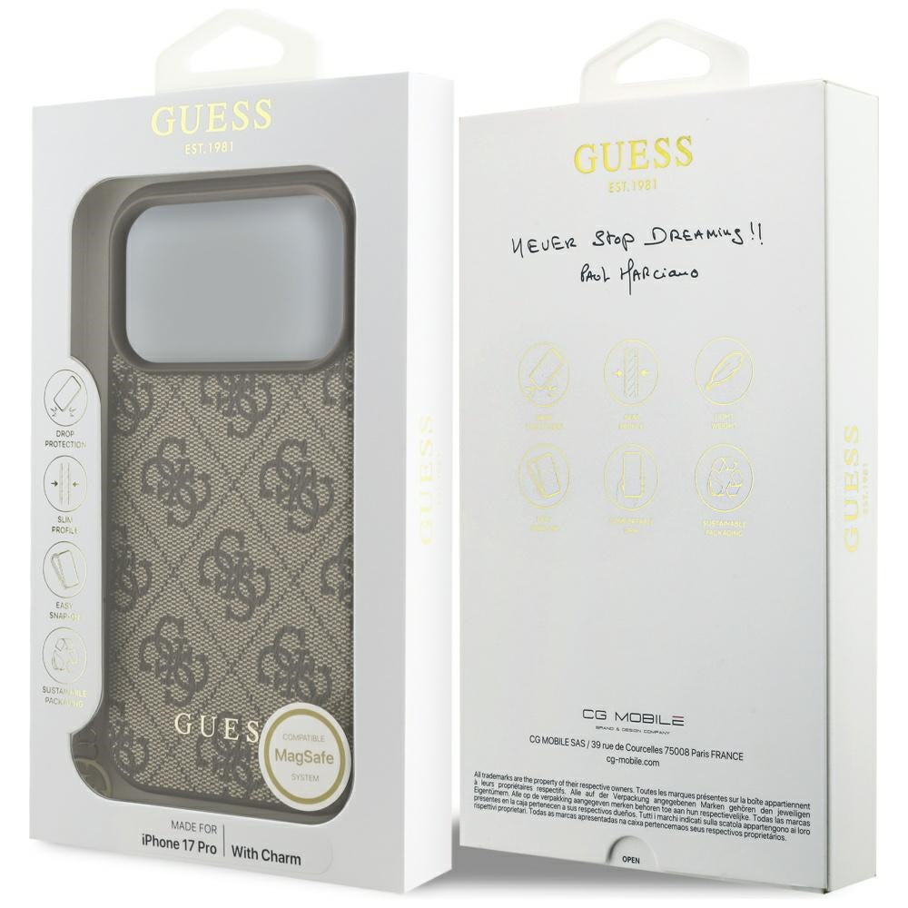 MagSafe-deksel for Apple iPhone 17 Pro Max, Guess, 4G Charm Cradle, Brun