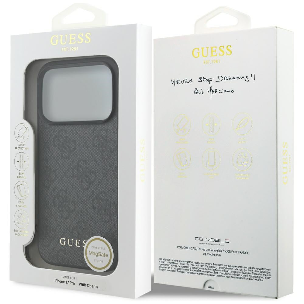 MagSafe-deksel for Apple iPhone 17 Pro Max, Guess, 4G Charm Cradle, Svart