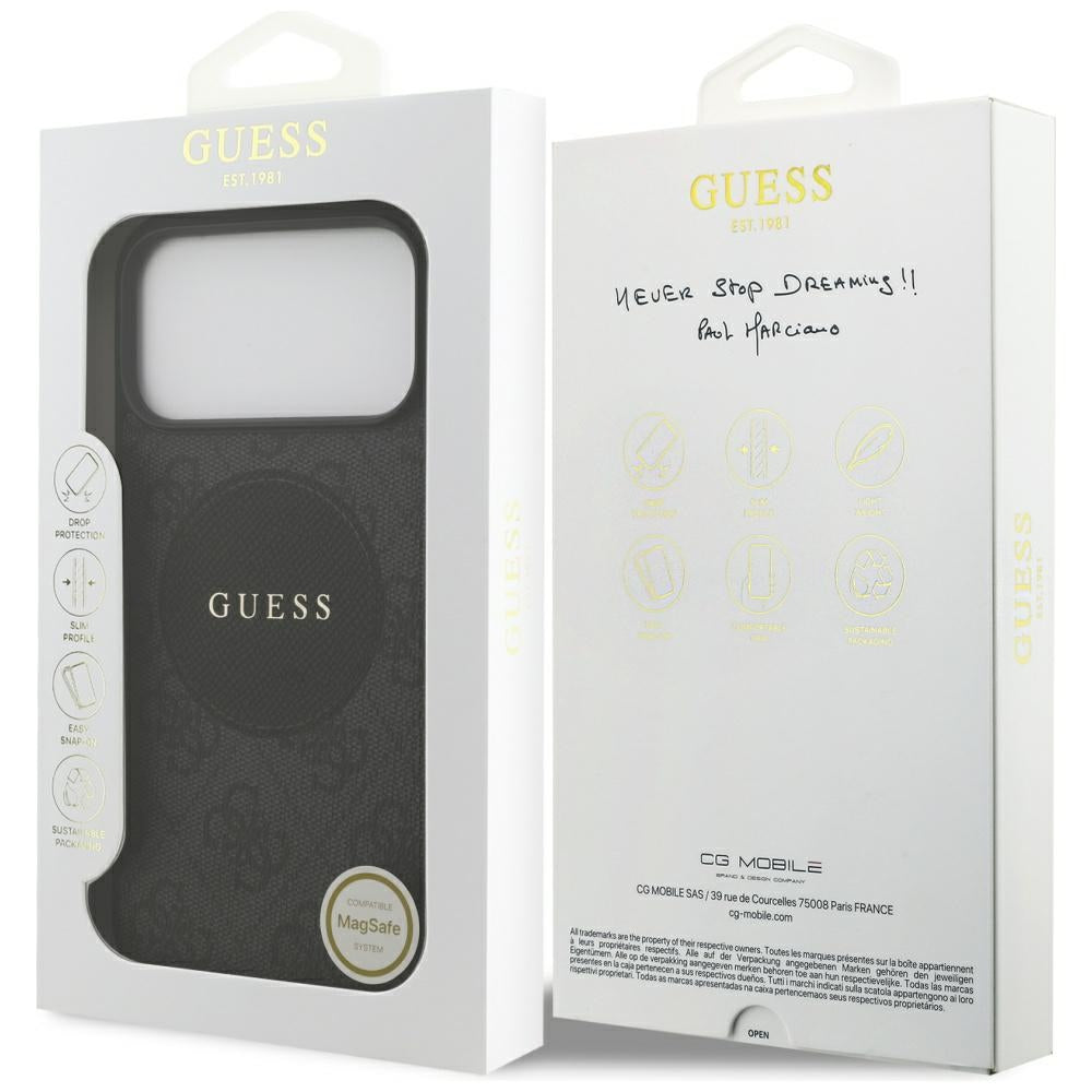MagSafe-deksel for Apple iPhone 17 Pro Max, Guess, 4G Circle Classic Logo, Svart