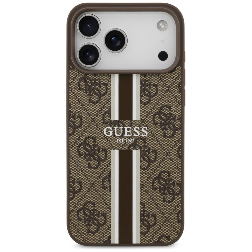 MagSafe-deksel for Apple iPhone 17 Pro Max, Guess, 4G Printed Stripes, Brun