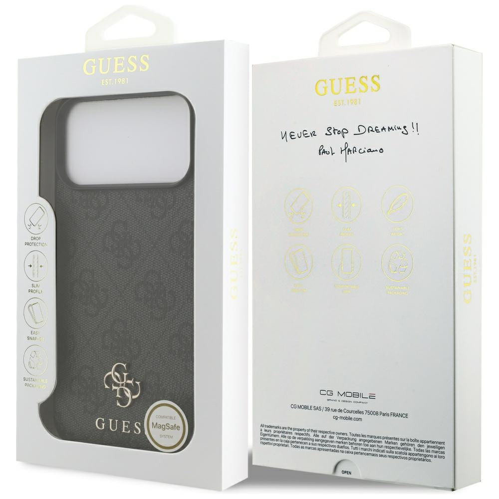 MagSafe deksel for Apple iPhone 17 Pro Max, Guess, 4G Small and Classic Logo, Svart