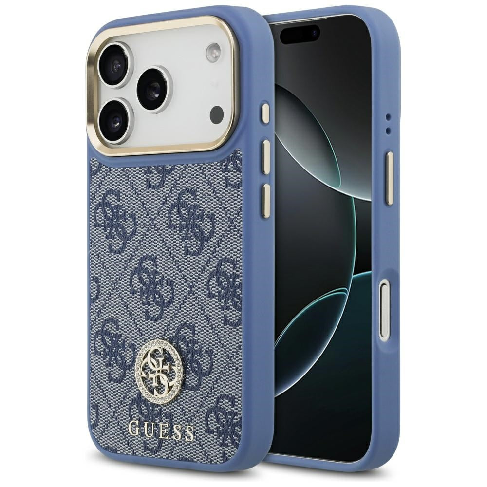 MagSafe-deksel for Apple iPhone 17 Pro Max, Guess, 4G Strass Logo, Blå