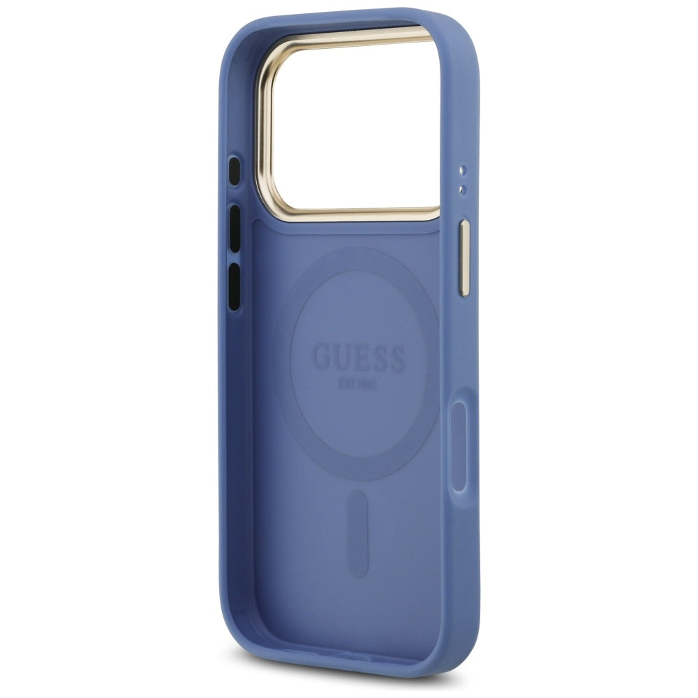 MagSafe-deksel for Apple iPhone 17 Pro Max, Guess, 4G Strass Logo, Blå
