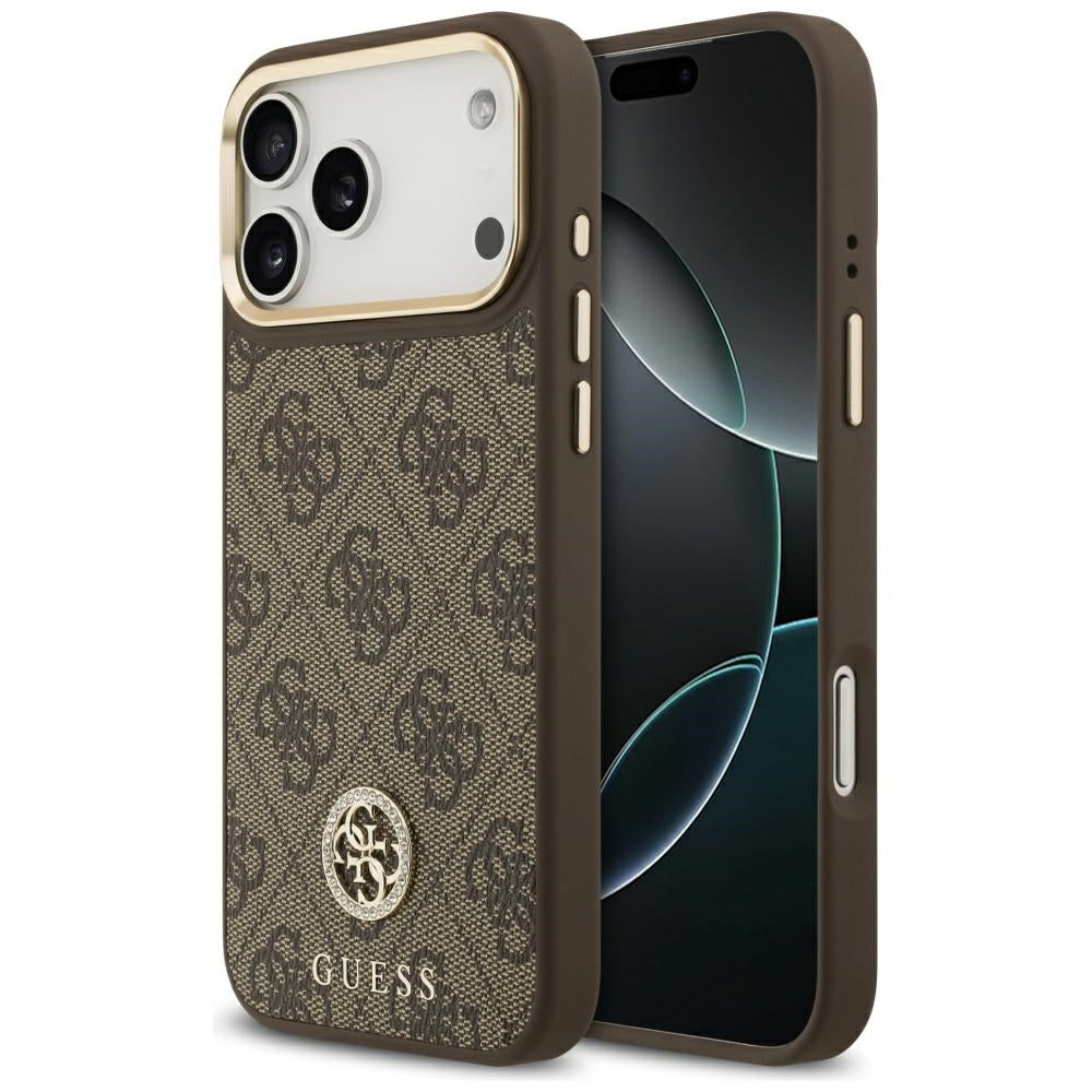 MagSafe-deksel for Apple iPhone 17 Pro Max, Guess, 4G Strass Logo, Brun