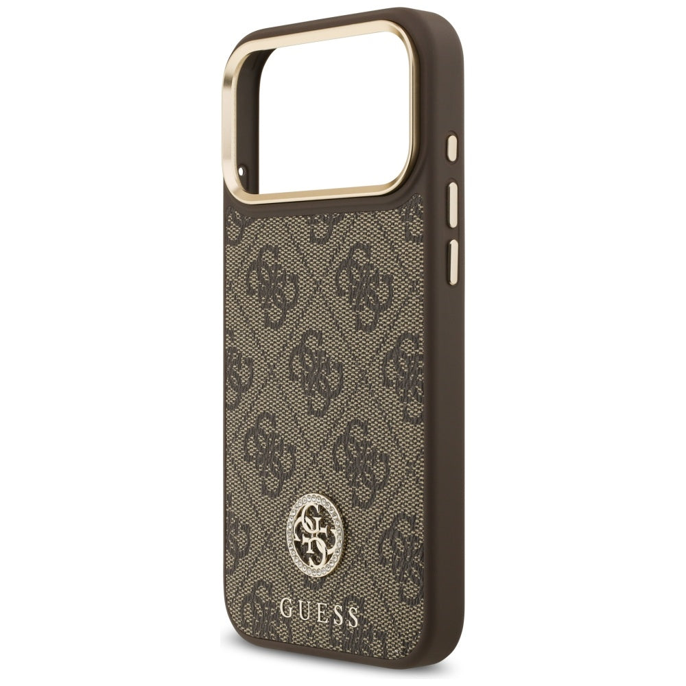 MagSafe-deksel for Apple iPhone 17 Pro Max, Guess, 4G Strass Logo, Brun