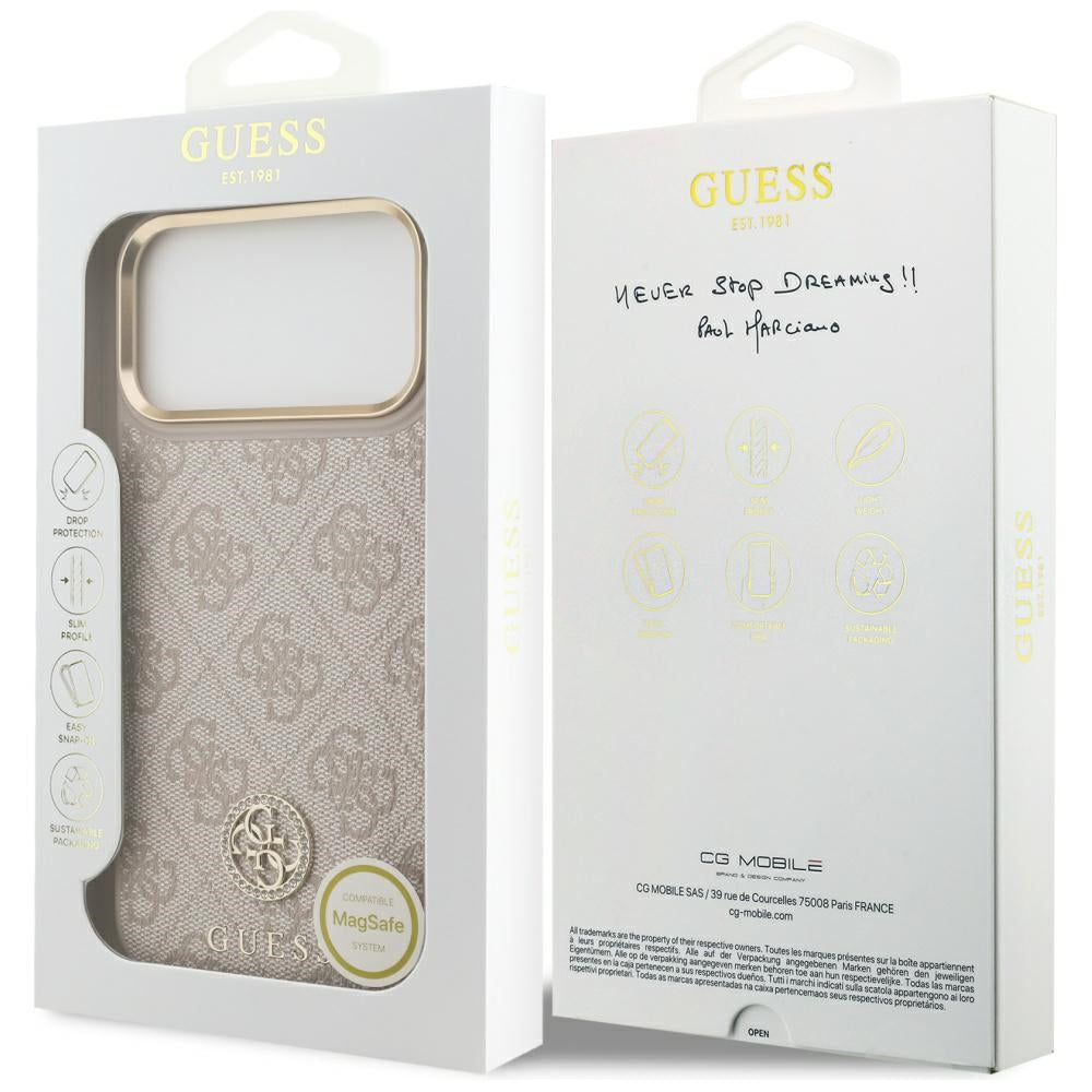MagSafe-deksel for Apple iPhone 17 Pro Max, Guess, 4G Strass Logo, Rosa