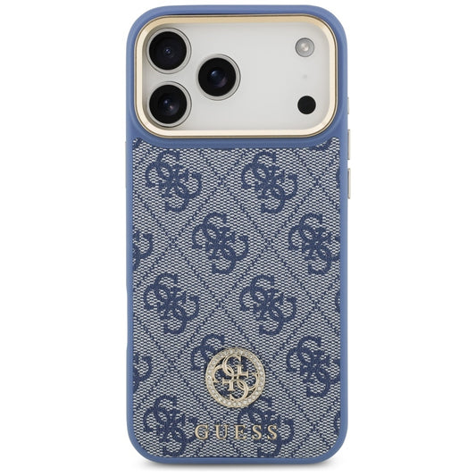 MagSafe-deksel for Apple iPhone 17 Pro Max, Guess, 4G Strass Logo with Big Strap, Blå