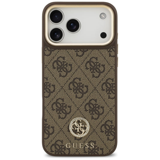 MagSafe deksel for Apple iPhone 17 Pro Max, Guess, 4G Strass Logo with Big Strap, Brun
