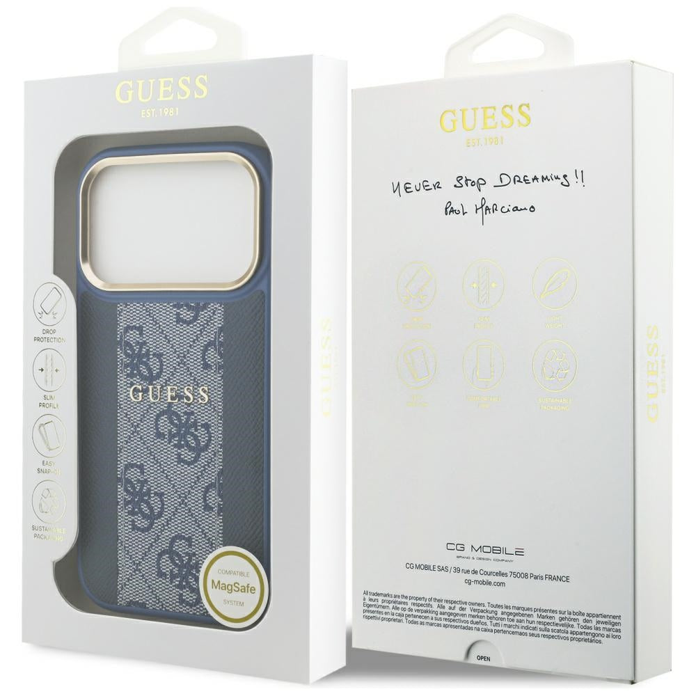 MagSafe deksel for Apple iPhone 17 Pro Max, Guess, 4G Stripe, Blå