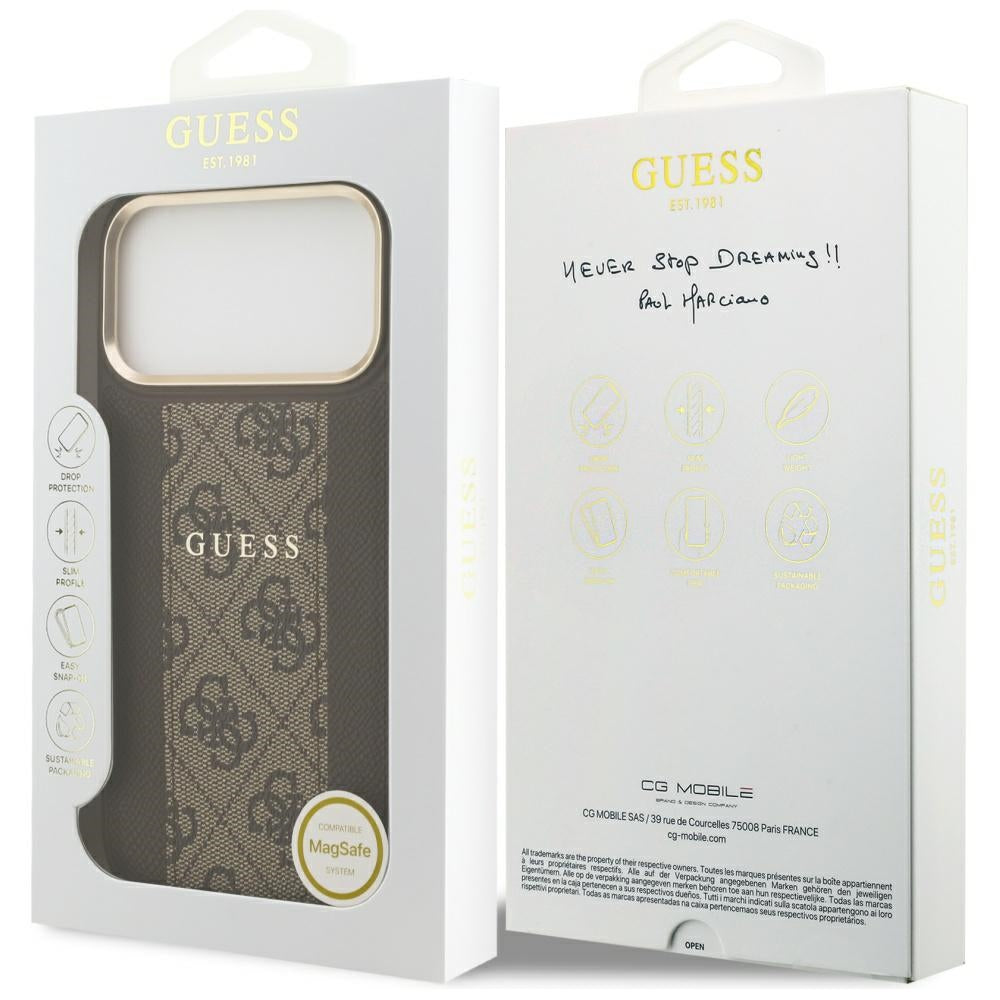 MagSafe-deksel for Apple iPhone 17 Pro Max, Guess, 4G Stripe, Brun