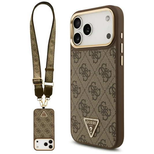 MagSafe-deksel for Apple iPhone 17 Pro Max, Guess, 4G Triangle Logo with Big Strap, Brun