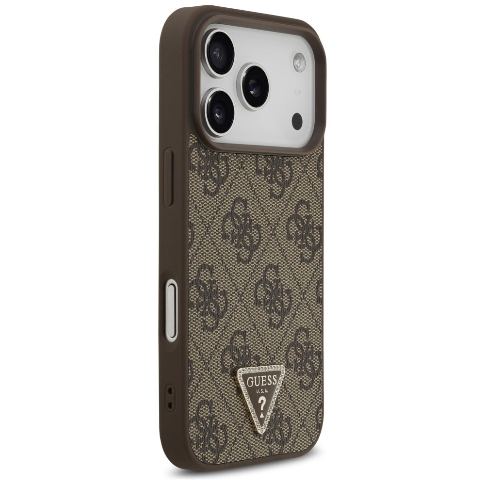 MagSafe-deksel for Apple iPhone 17 Pro Max, Guess, 4G Triangle Strass, Brun