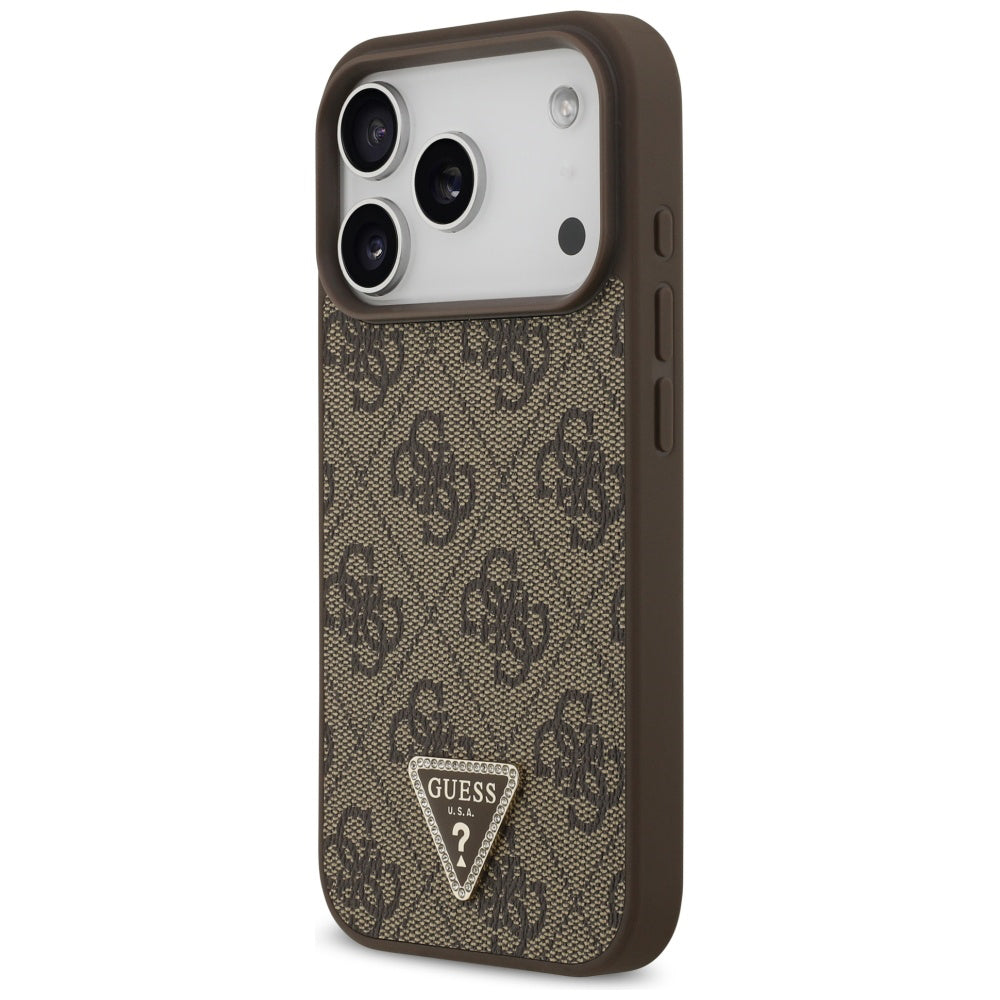 MagSafe-deksel for Apple iPhone 17 Pro Max, Guess, 4G Triangle Strass, Brun