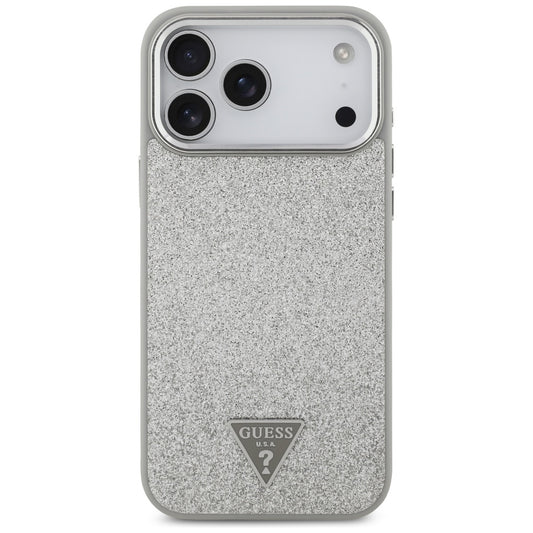 MagSafe-deksel for Apple iPhone 17 Pro Max, Guess, Glitter Triangle Logo, Sølv