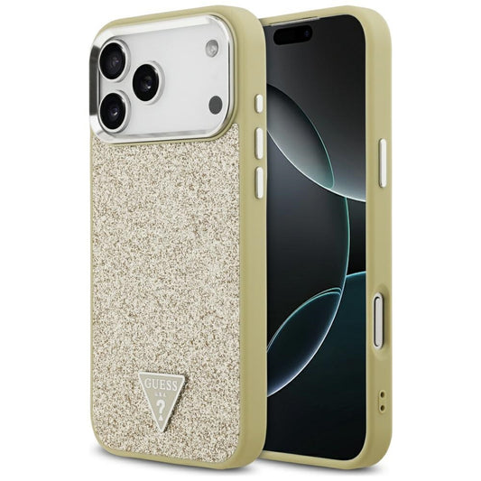 MagSafe-deksel for Apple iPhone 17 Pro Max, Guess, Glitter Triangle Logo, Gull