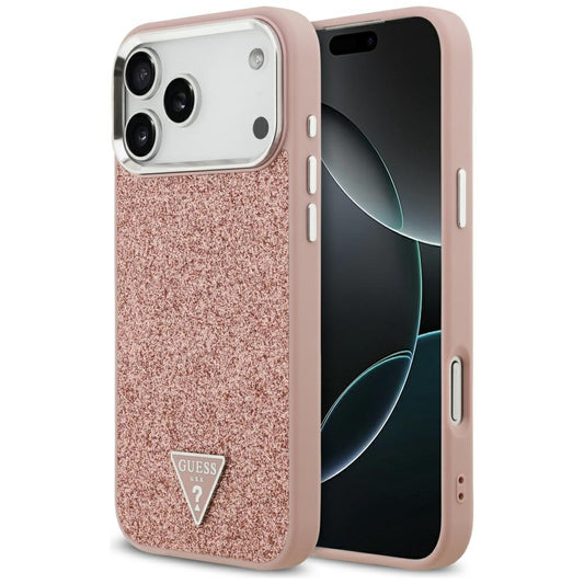 MagSafe-deksel for Apple iPhone 17 Pro Max, Guess, Glitter Triangle Logo, Rosa