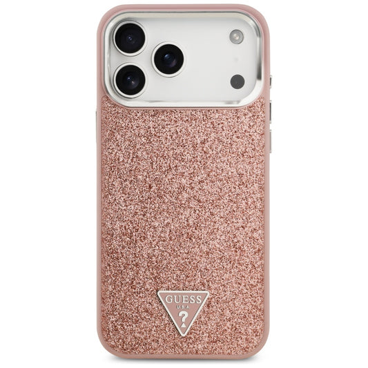 MagSafe-deksel for Apple iPhone 17 Pro Max, Guess, Glitter Triangle Logo, Rosa