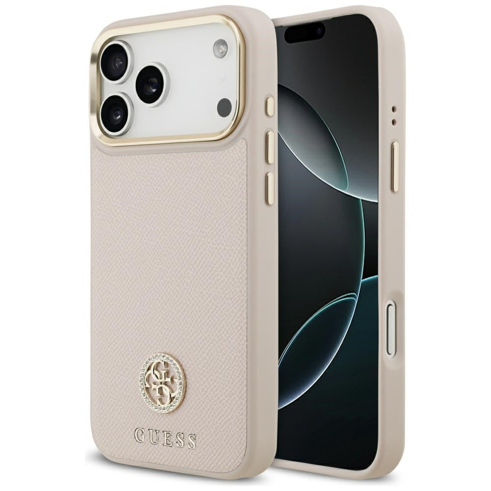 MagSafe-deksel for Apple iPhone 17 Pro Max, Guess, Grained Strass Logo, Rosa