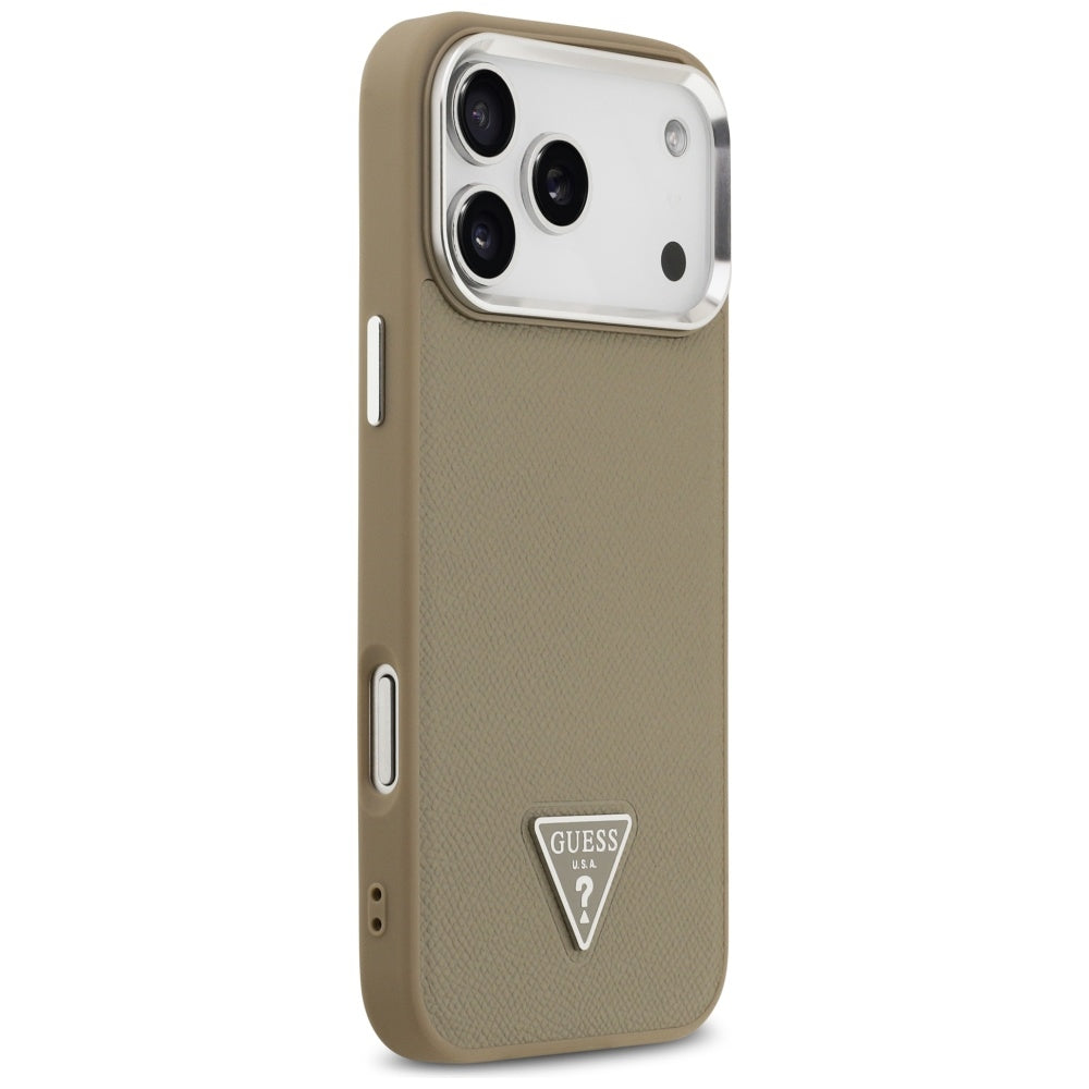 MagSafe-deksel for Apple iPhone 17 Pro Max, Guess, Grained Triangle Logo, Brun