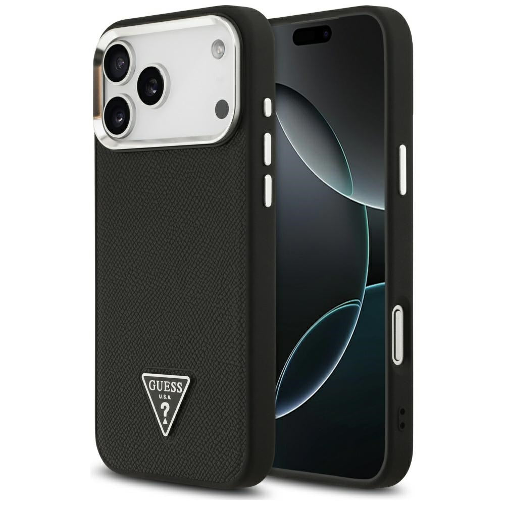 MagSafe-deksel for Apple iPhone 17 Pro Max, Guess, Grained Triangle Logo, Svart