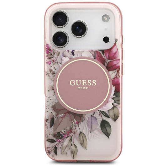 MagSafe-deksel for Apple iPhone 17 Pro Max, Guess, IML Flower & Tonal Circle, Rosa