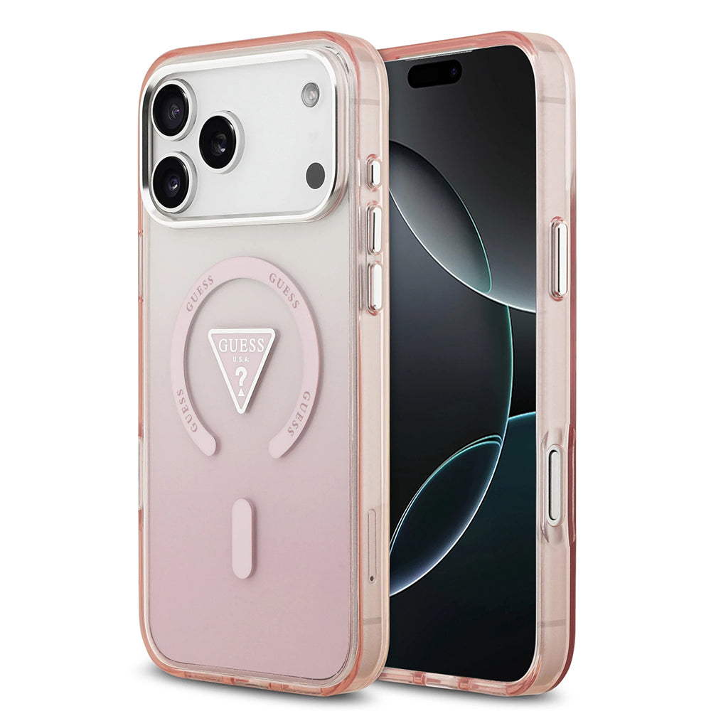 MagSafe-deksel for Apple iPhone 17 Pro Max, Guess, IML Gradient Triangle Logo, Rosa