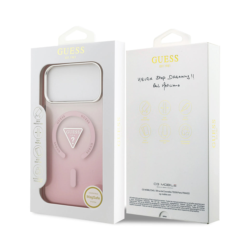 MagSafe-deksel for Apple iPhone 17 Pro Max, Guess, IML Gradient Triangle Logo, Rosa