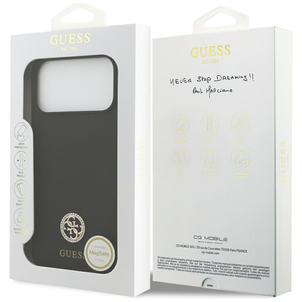 MagSafe-deksel for Apple iPhone 17 Pro Max, Guess, Logo Strass 4G, Svart
