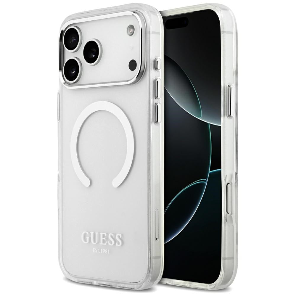 MagSafe-deksel for Apple iPhone 17 Pro Max, Guess, Metal Outline, Sølv