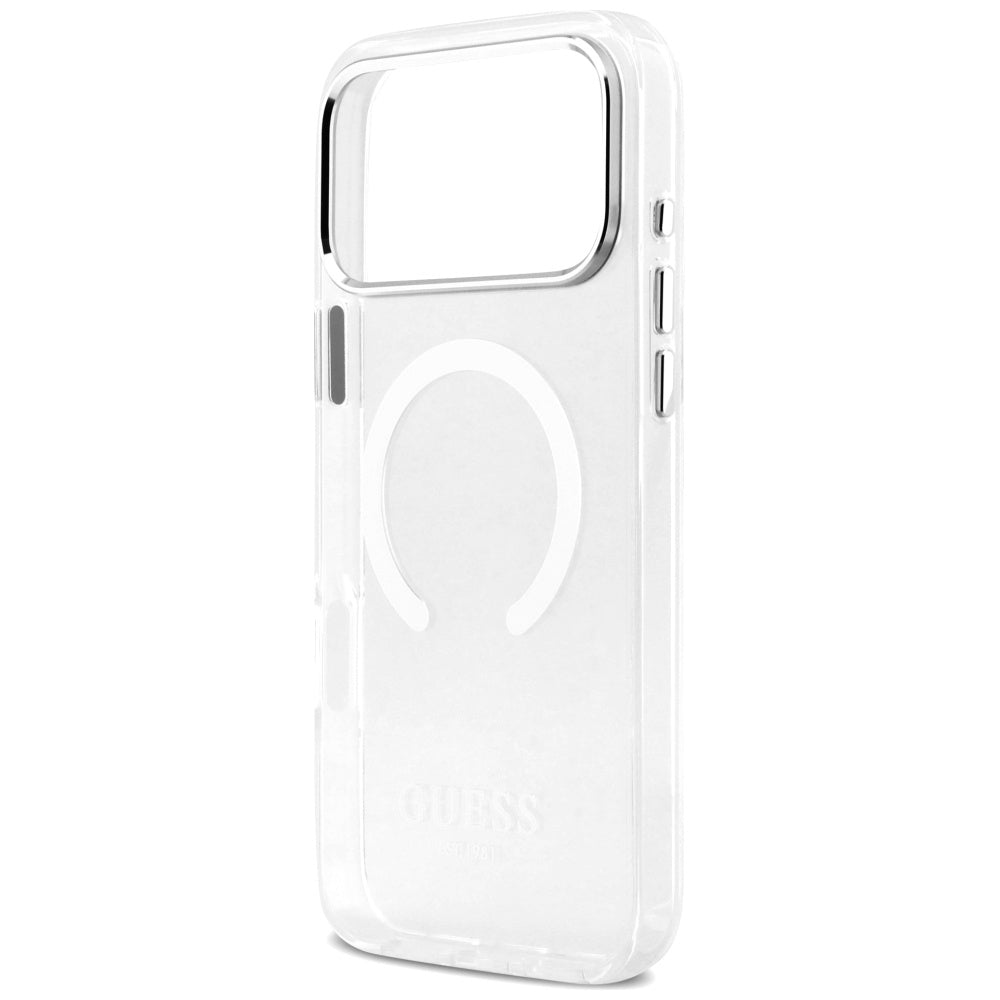 MagSafe-deksel for Apple iPhone 17 Pro Max, Guess, Metal Outline, Sølv