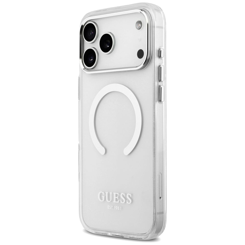 MagSafe-deksel for Apple iPhone 17 Pro Max, Guess, Metal Outline, Sølv
