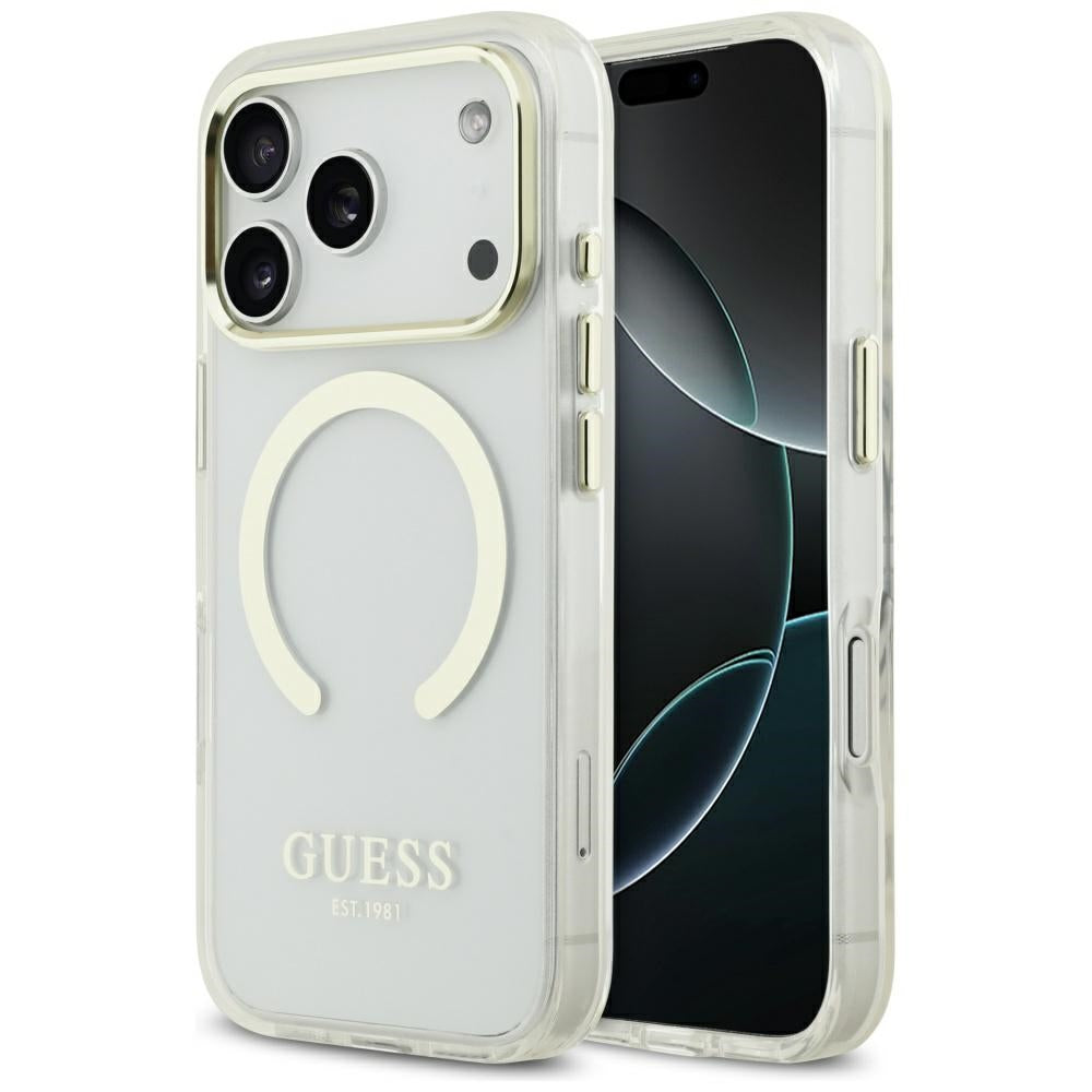 MagSafe-deksel for Apple iPhone 17 Pro Max, Guess, Metal Outline, Gull