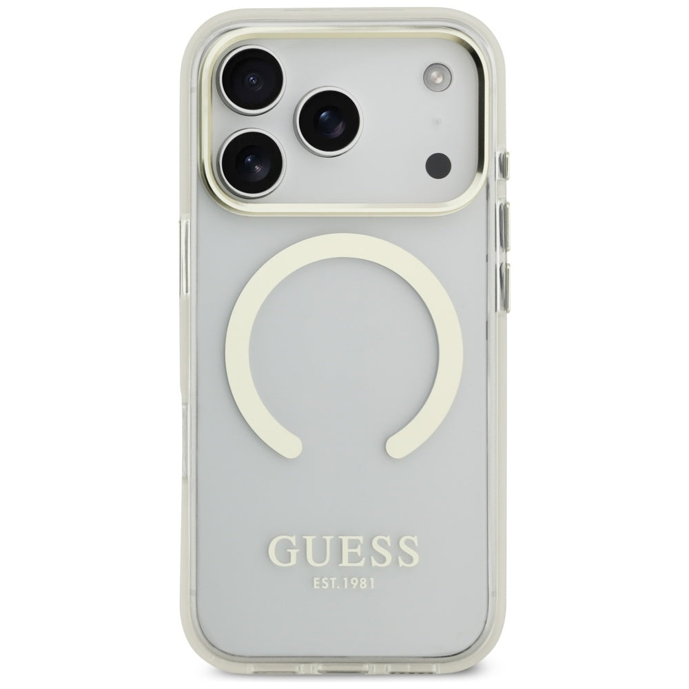 MagSafe-deksel for Apple iPhone 17 Pro Max, Guess, Metal Outline, Gull