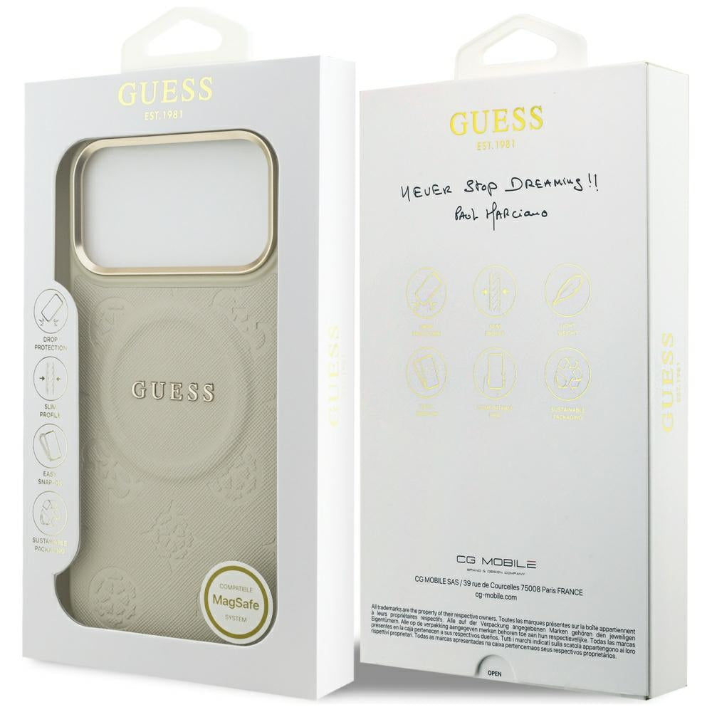 MagSafe-deksel for Apple iPhone 17 Pro Max, Guess, Peony Hot Stamp, Beige