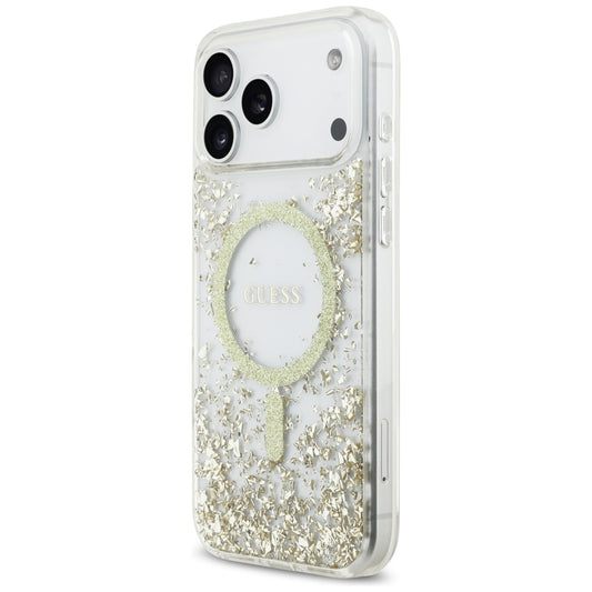 MagSafe-deksel for Apple iPhone 17 Pro Max, Guess, Resin Bottom Glitter, Gull