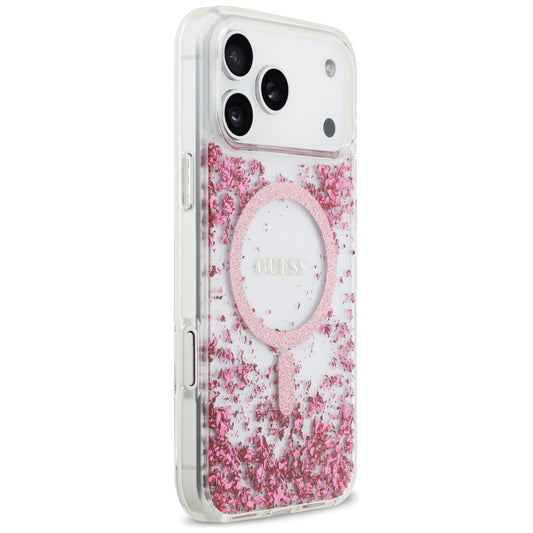 MagSafe-deksel for Apple iPhone 17 Pro Max, Guess, Resin Bottom Glitter, Rosa