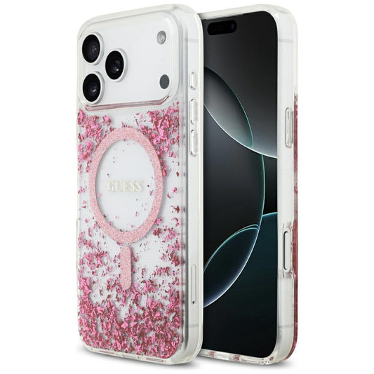 MagSafe-deksel for Apple iPhone 17 Pro Max, Guess, Resin Bottom Glitter, Rosa