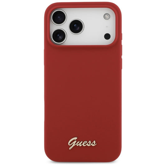 MagSafe-deksel for Apple iPhone 17 Pro Max, Guess, Script Metal Logo, Rød