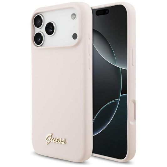 MagSafe-deksel for Apple iPhone 17 Pro Max, Guess, Script Metal Logo, Lys Rosa