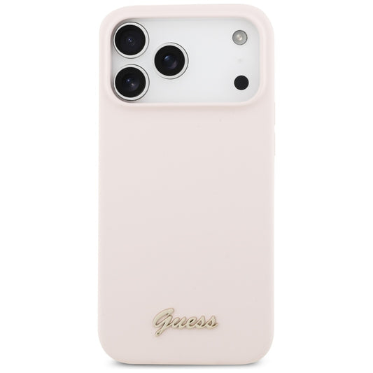 MagSafe-deksel for Apple iPhone 17 Pro Max, Guess, Script Metal Logo, Lys Rosa