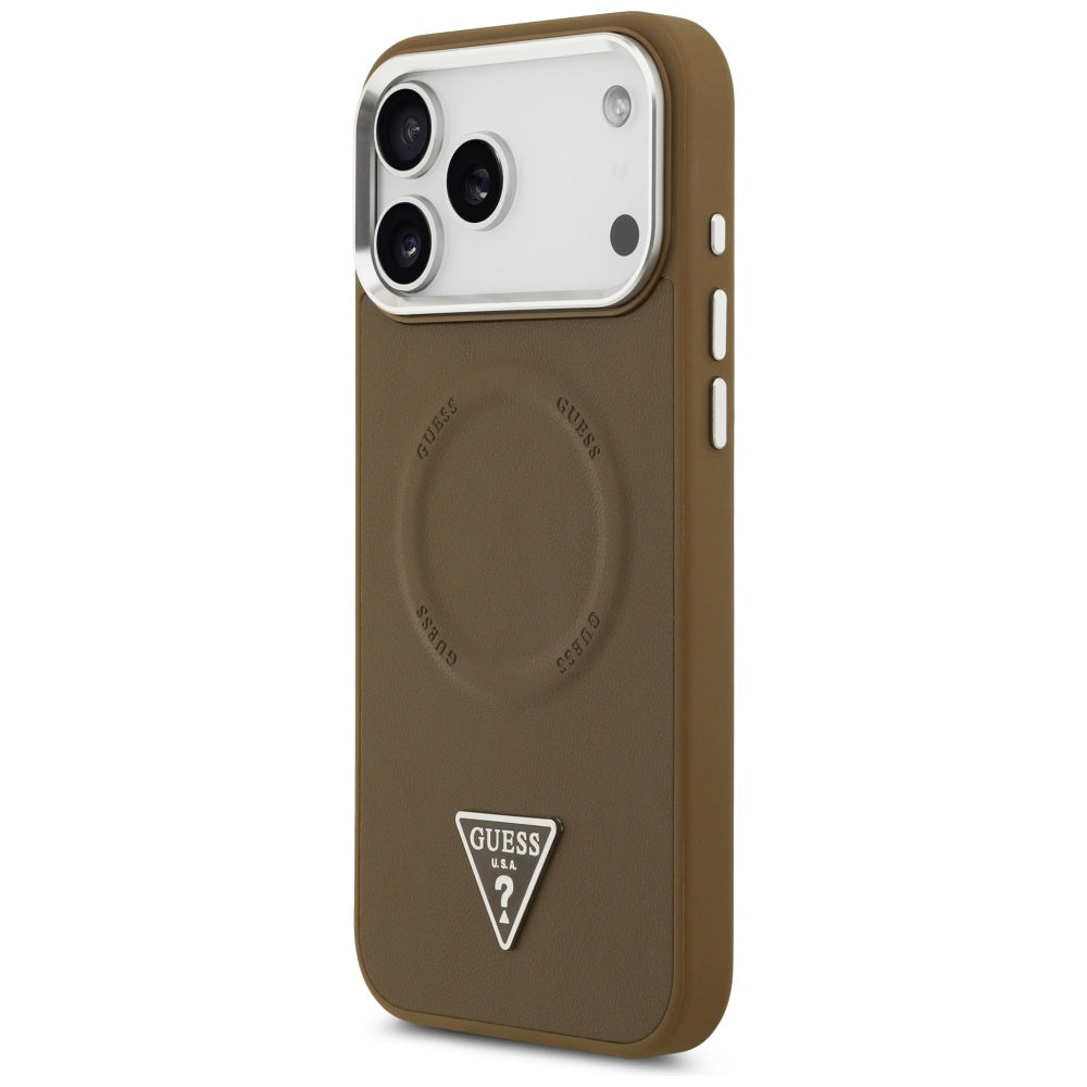 MagSafe-deksel for Apple iPhone 17 Pro Max, Guess, Triangle Logo, Sølvbrun