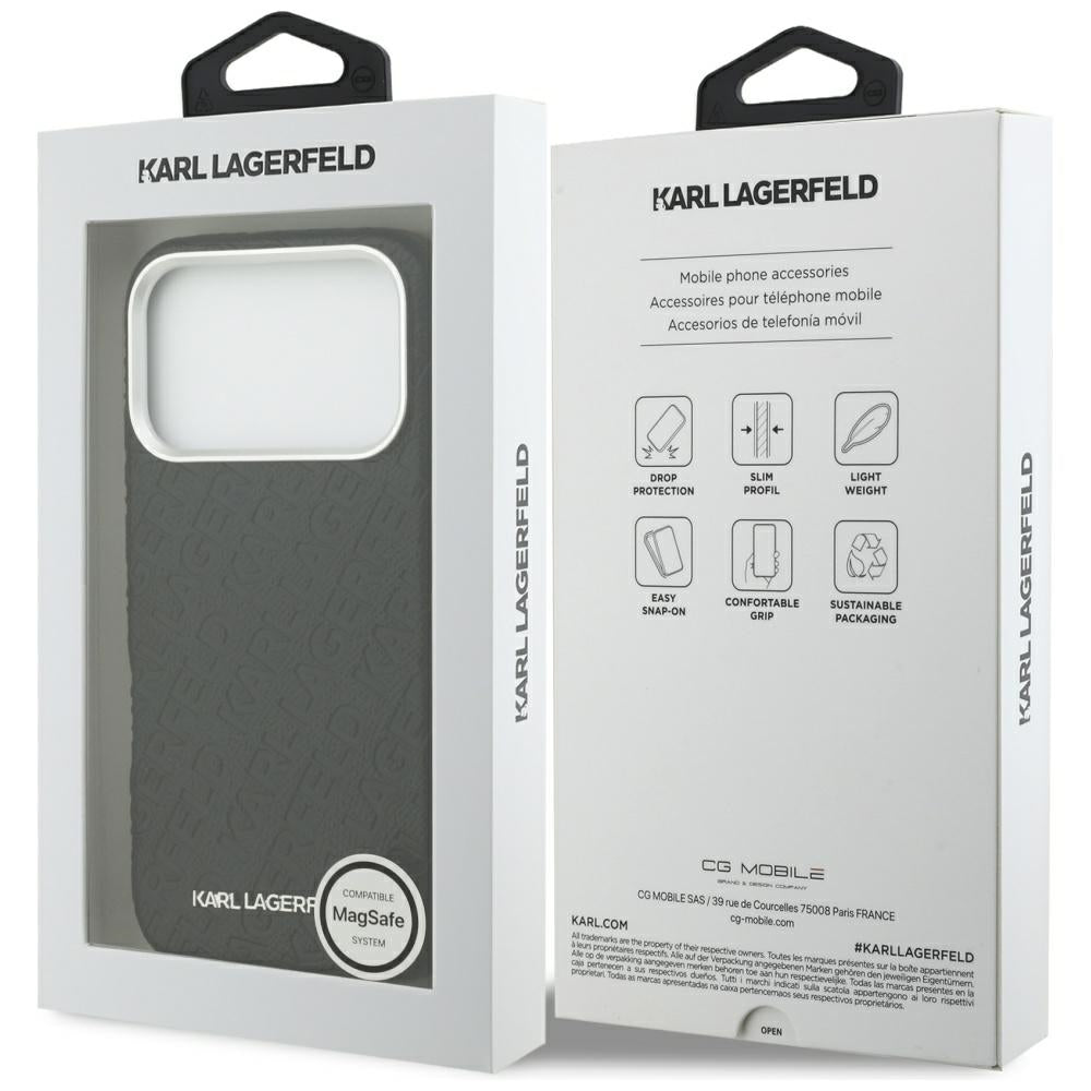 MagSafe deksel for Apple iPhone 17 Pro Max, Karl Lagerfeld, FW Stamped Karl, Svart